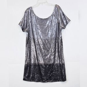 Free People Gray Drenched In Sequins Mini Drape Back Dress sz M